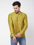Men's Yellow Silk Blend Ethnic Shirt